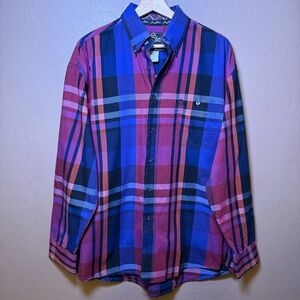 Wrangler George Strait Long Sleeve Button Down One Pocket Shirt Plaid Size Large